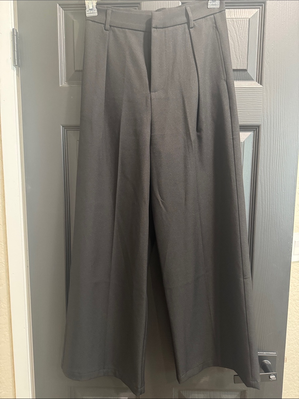 Wide Leg Pleated Womens Pants - Black